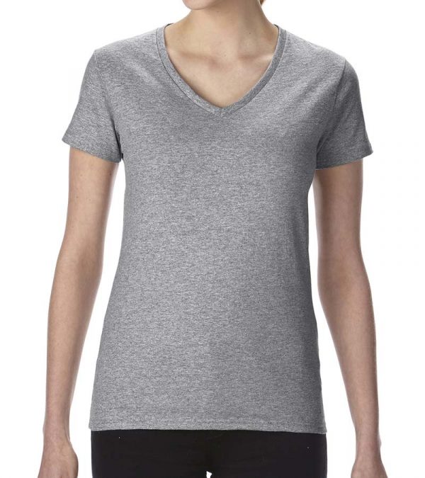 Premium Cotton Ladies V Neck T Shirt Kleur Sport Grey