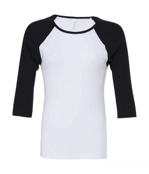 Sleeve Contrast Raglan T Shirt Kleur White Black