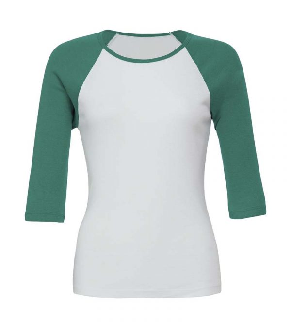 Sleeve Contrast Raglan T Shirt Kleur White Kelly Green