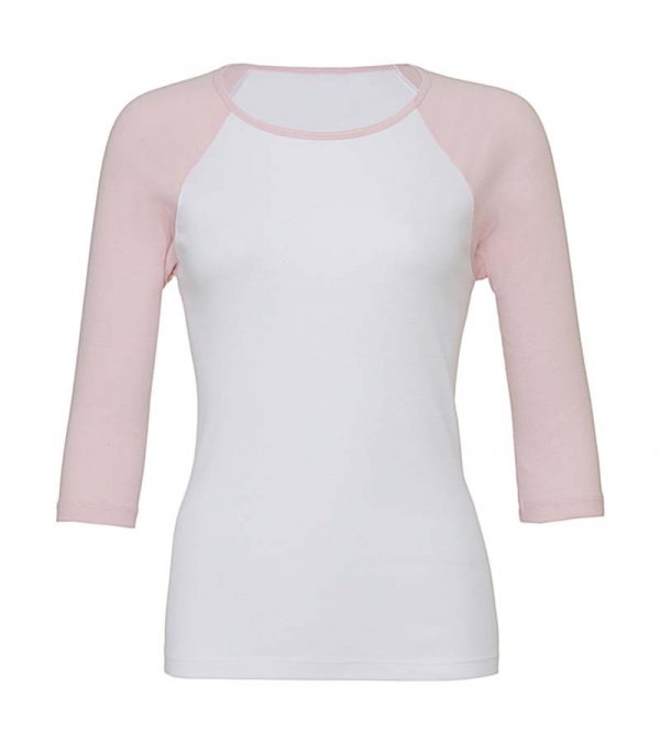 Sleeve Contrast Raglan T Shirt Kleur White Pink