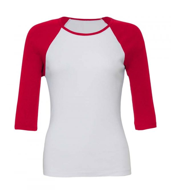 Sleeve Contrast Raglan T Shirt Kleur White Red