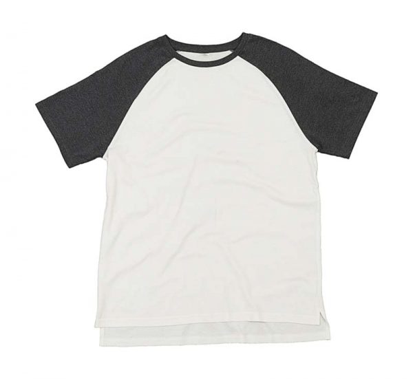 Superstar Short Sleeve Baseball T Kleur Washed White Charcoal Grey Melange