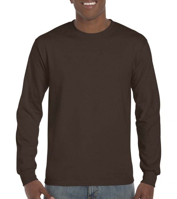 Ultra Cotton Adult T Shirt LS Kleur Dark Chocolate