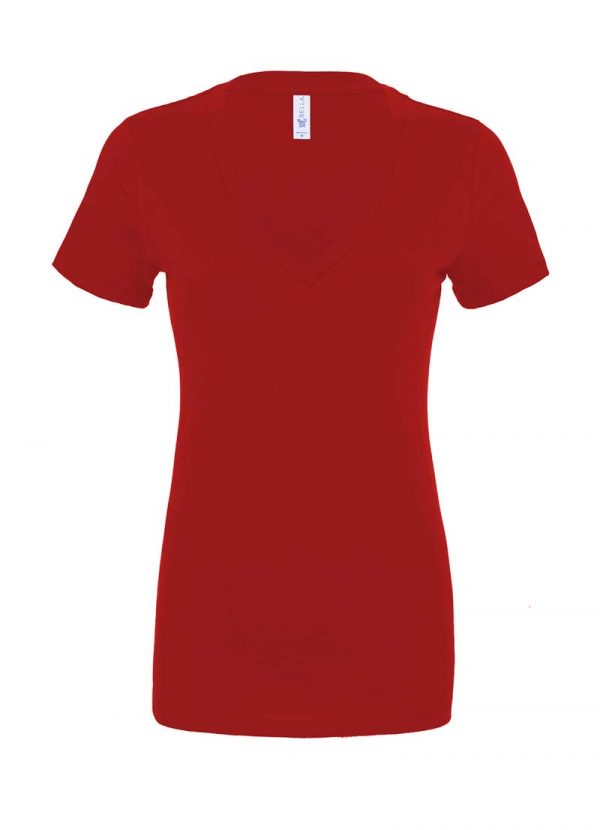 Womens Deep V Neck Jersey T Shirt Kleur Red