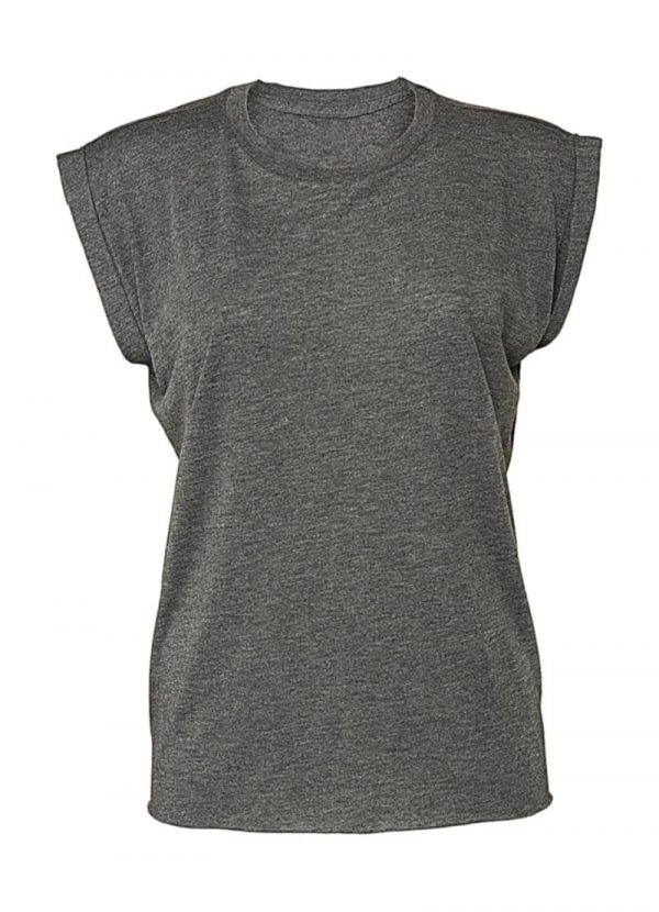 Womens Flowy Muscle Tee Rolled Cuff Kleur Dark Grey Heather