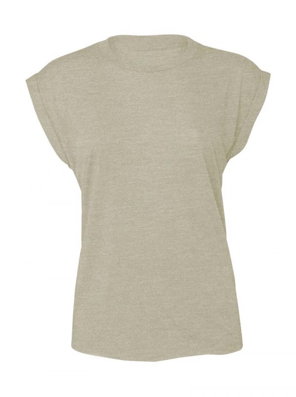 Womens Flowy Muscle Tee Rolled Cuff Kleur Heather Stone