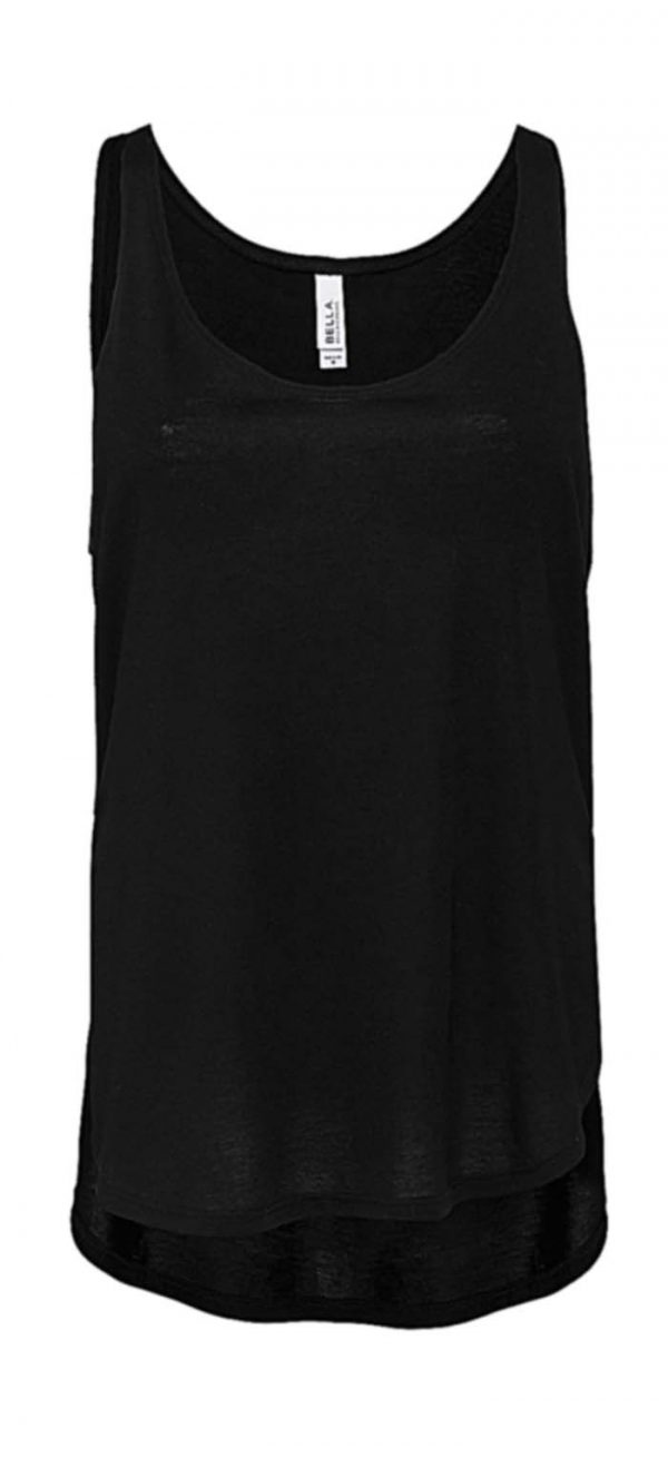 Womens Flowy Side Slit Tank Kleur Black