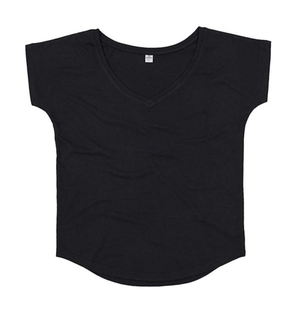 Womens Loose Fit V Neck T Kleur Black