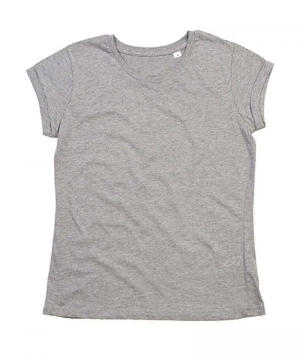 Womens Organic Roll Sleeve T Kleur Heather Grey Melange