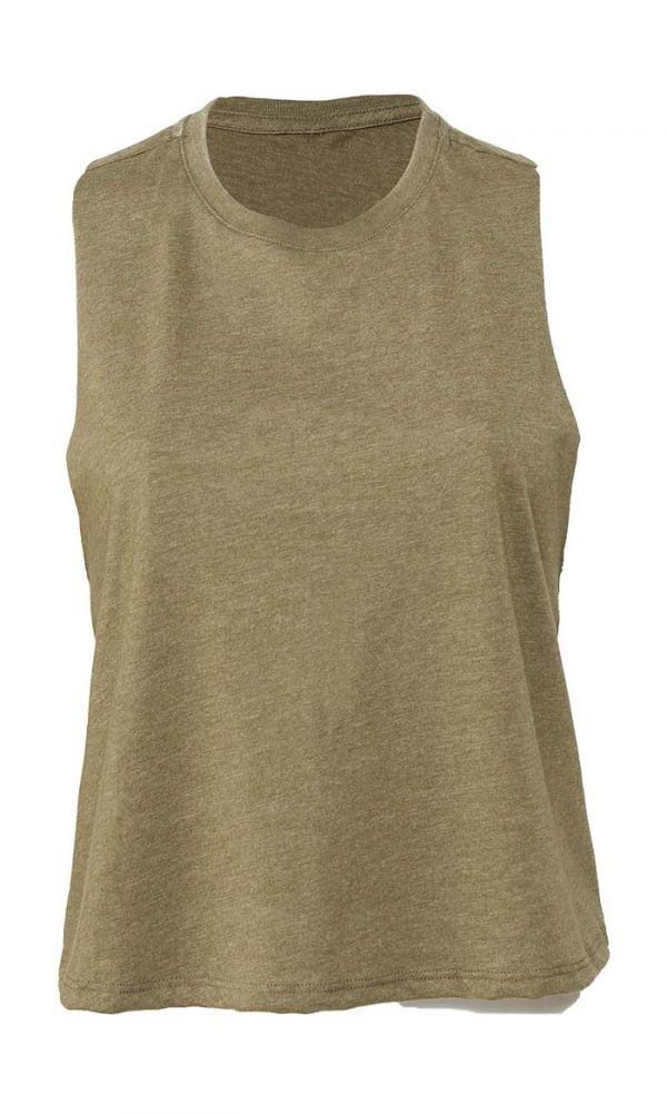 Womens Racerback Cropped Tank Kleur Heather Olive