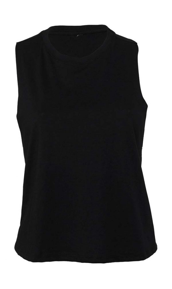 Womens Racerback Cropped Tank Kleur Solid Black Blend