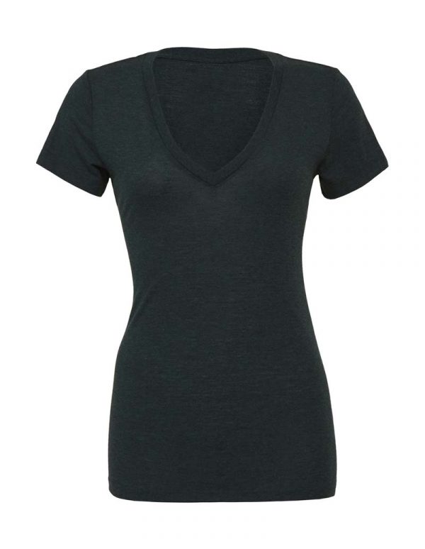 Womens Triblend Deep V Neck T Shirt Kleur Emerald Triblend