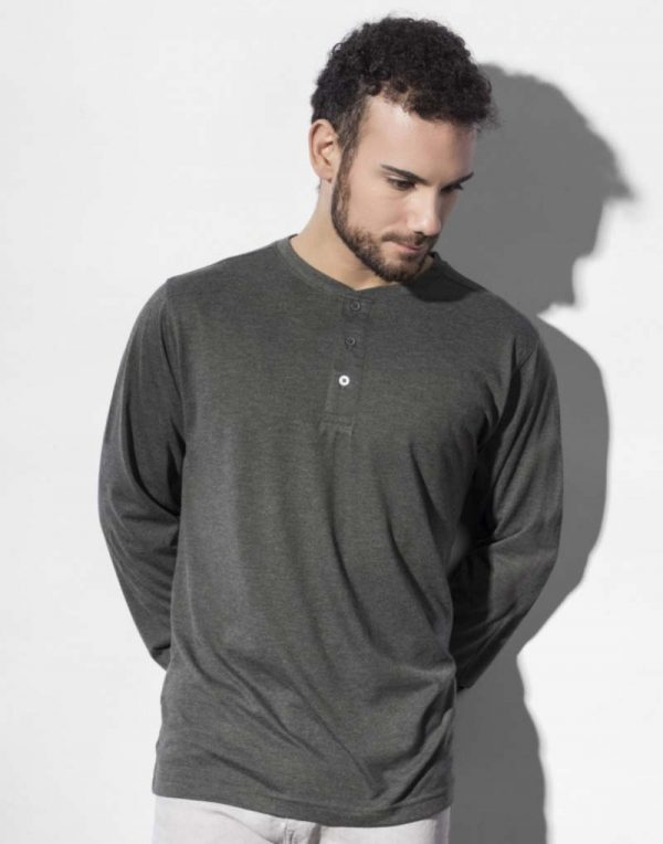 112.85 Aden Mens LS Henley T Shirt Promo