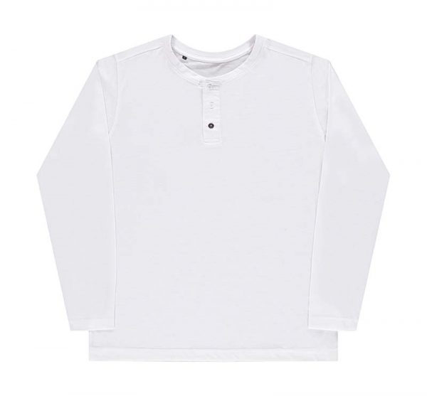 Aden Mens LS Henley T Shirt Kleur White