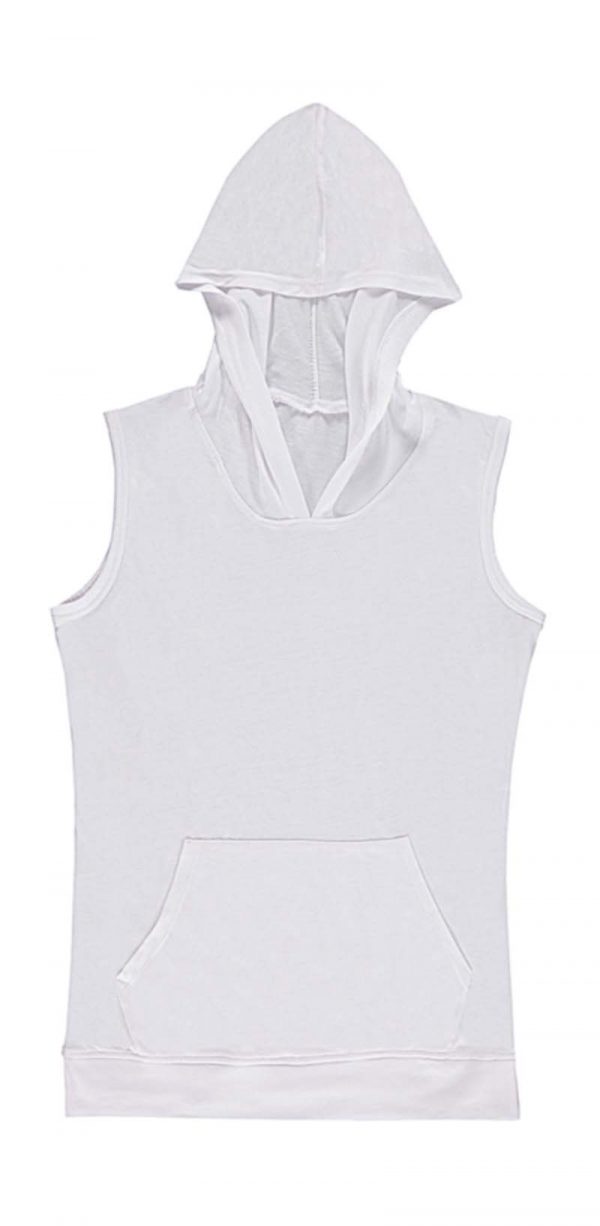 Cecilia Womens Sleeveless Hooded T Shirt Kleur White