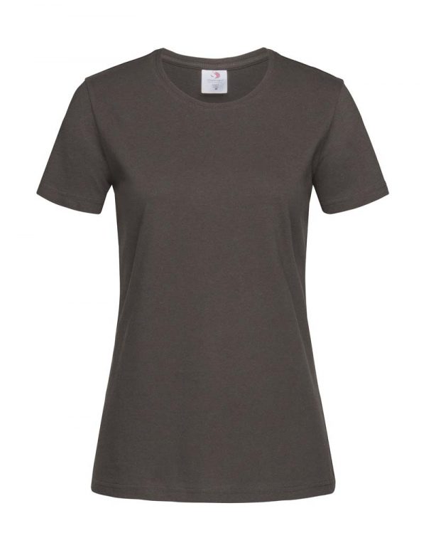 Classic T Fitted Women Kleur Dark Chocolate