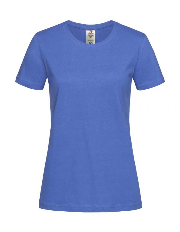 Classic T Organic Fitted Women Kleur Bright Royal