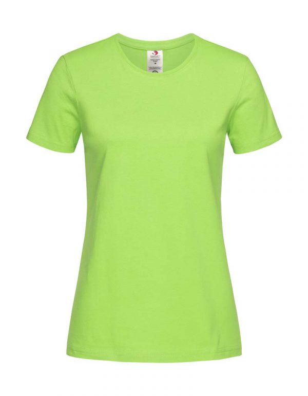 Classic T Organic Fitted Women Kleur Kiwi Green