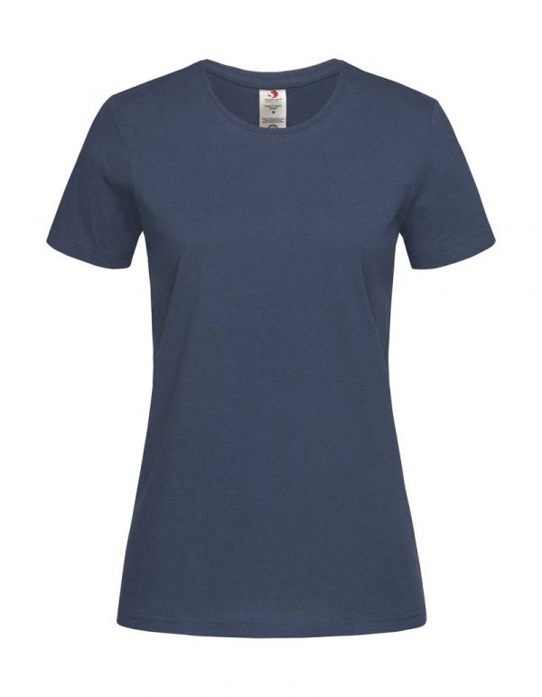 Classic T Organic Fitted Women Kleur Navy