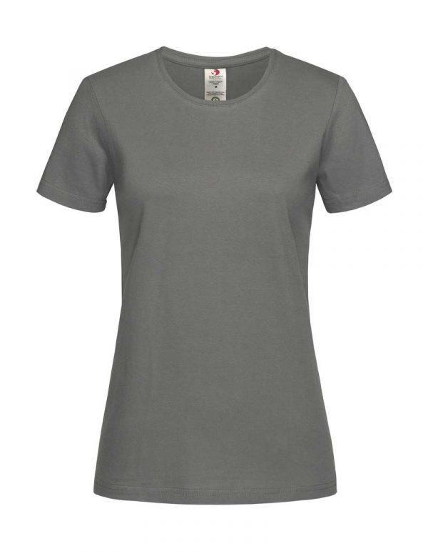 Classic T Organic Fitted Women Kleur Real Grey