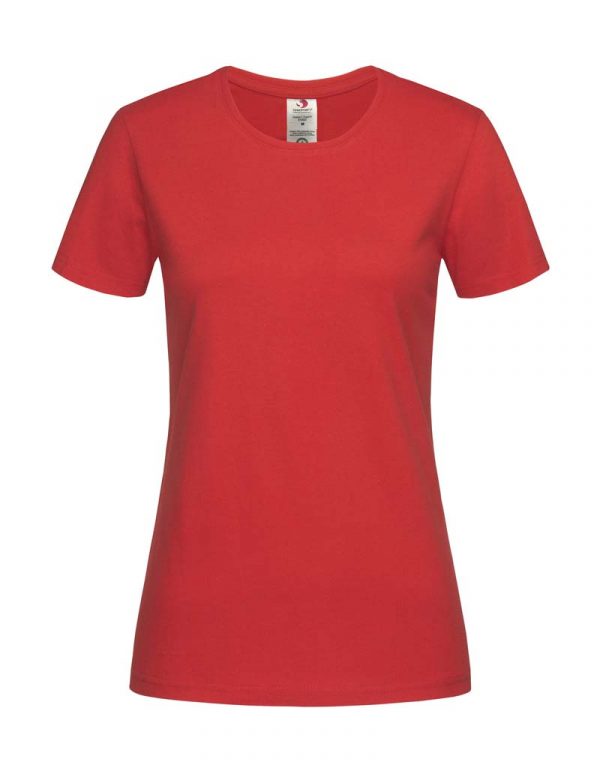 Classic T Organic Fitted Women Kleur Scarlet Red