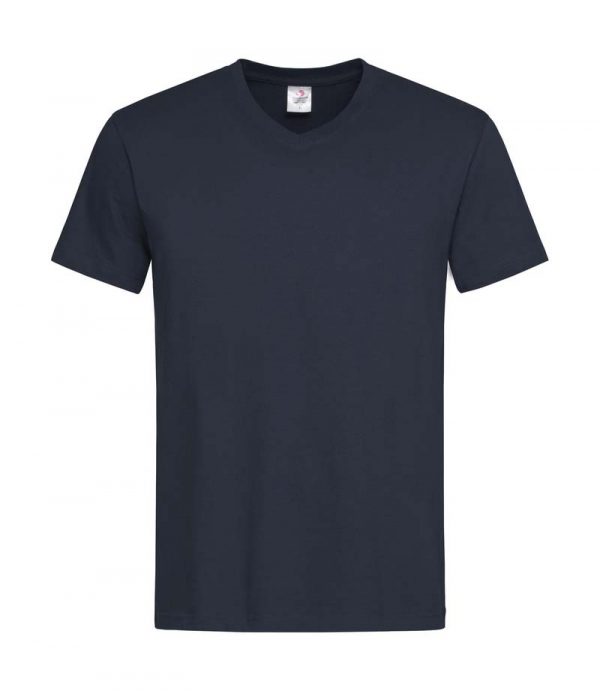 Classic T V Neck Kleur Blue Midnight