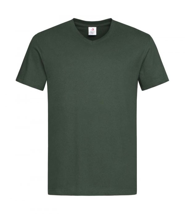 Classic T V Neck Kleur Bottle Green