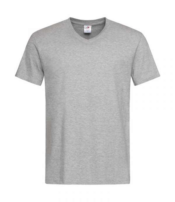 Classic T V Neck Kleur Grey Heather