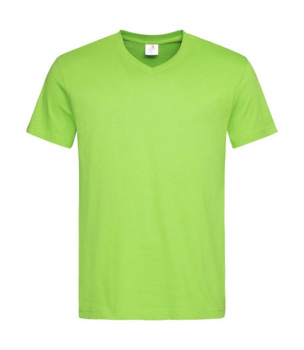 Classic T V Neck Kleur Kiwi Green