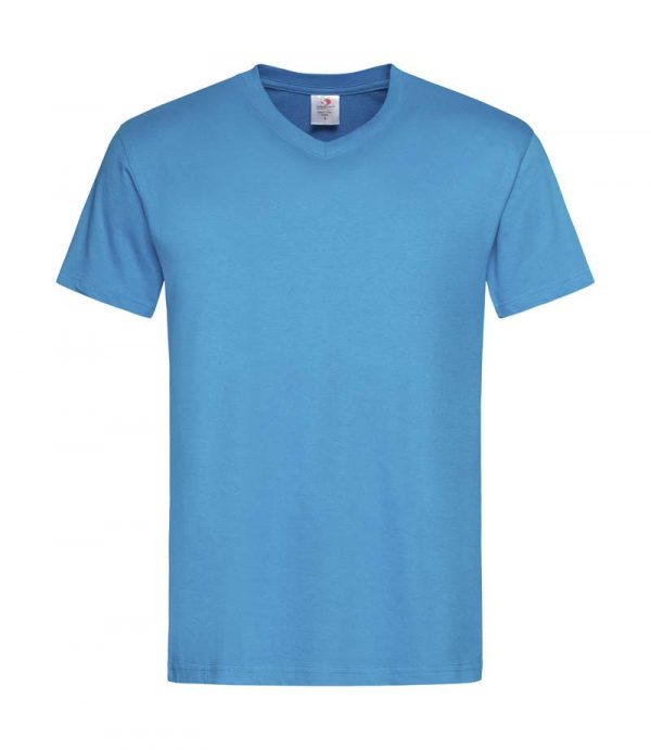 Classic T V Neck Kleur Ocean Blue