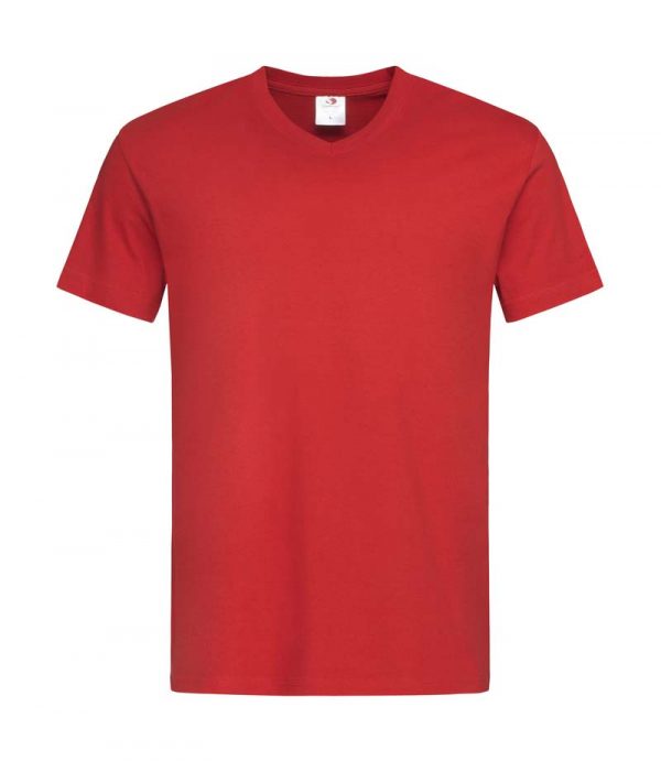 Classic T V Neck Kleur Scarlet Red