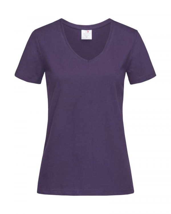 Classic T V Neck Women Kleur Deep Berry