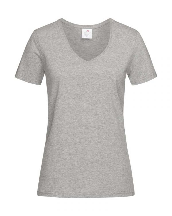 Classic T V Neck Women Kleur Grey Heather