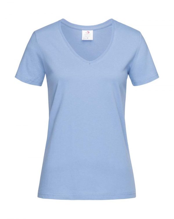 Classic T V Neck Women Kleur Light Blue