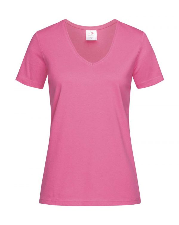 Classic T V Neck Women Kleur Sweet Pink