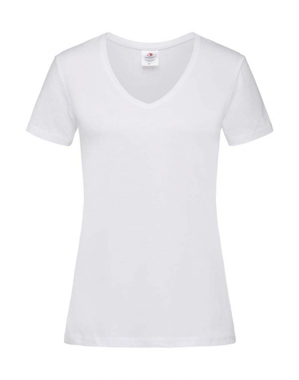 Classic T V Neck Women Kleur White