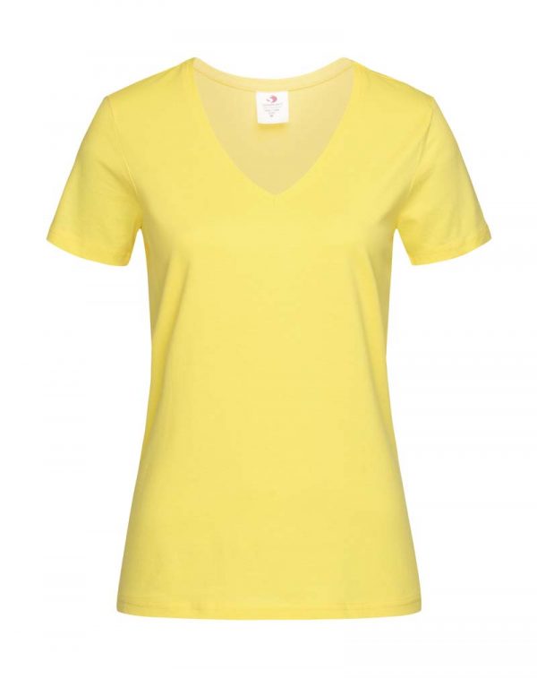 Classic T V Neck Women Kleur Yellow