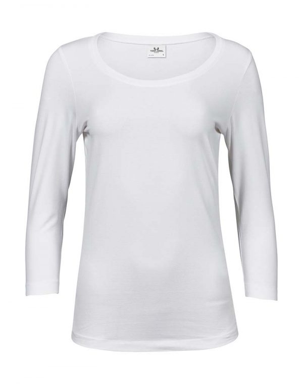 Ladies 34 Sleeve Stretch Tee Kleur White