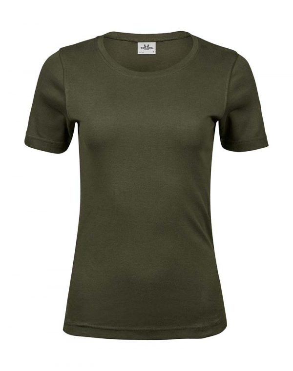 Ladies Interlock T Shirt Kleur Dark Olive