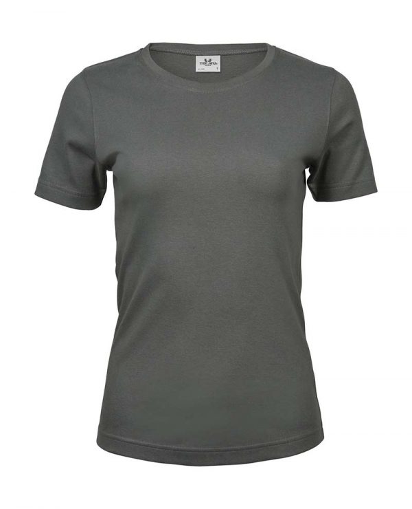 Ladies Interlock T Shirt Kleur Powder Grey