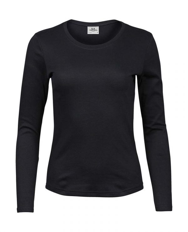 Ladies LS Interlock T Shirt Kleur Black