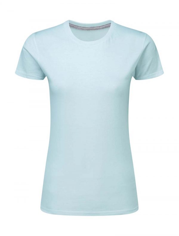 Ladies Perfect Print Tagless Tee Kleur Angel Blue