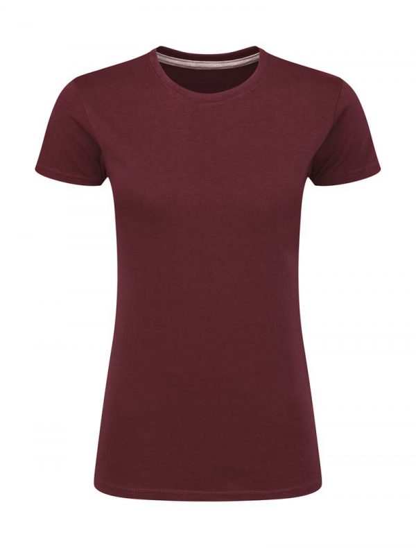 Ladies Perfect Print Tagless Tee Kleur Burgundy