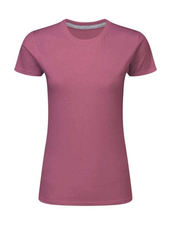 Ladies Perfect Print Tagless Tee Kleur Cassis