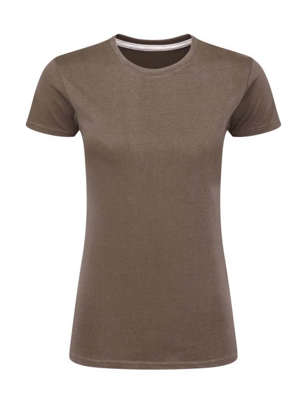 Ladies Perfect Print Tagless Tee Kleur Deep Taupe