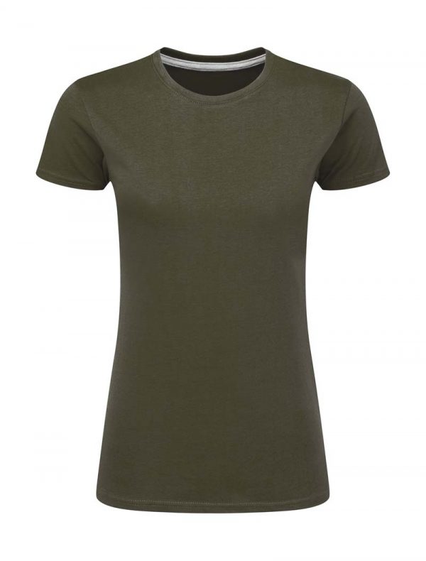 Ladies Perfect Print Tagless Tee Kleur Military Green