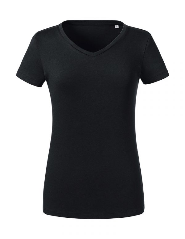 Ladies Pure Organic V Neck Tee Kleur Black