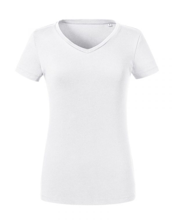 Ladies Pure Organic V Neck Tee Kleur White