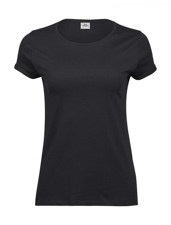 Ladies Roll Up Tee Kleur Black