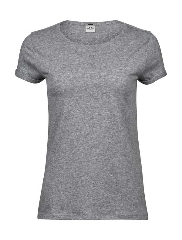 Ladies Roll Up Tee Kleur Heather Grey